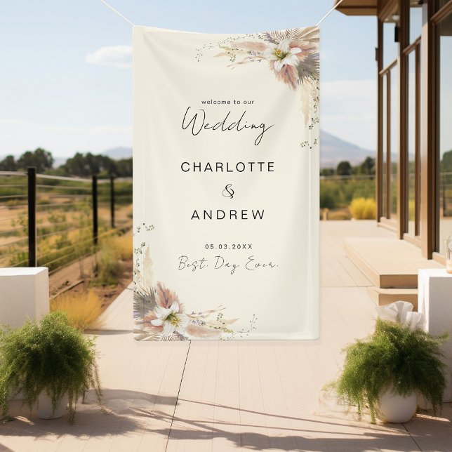Banderoles Moderne, élégante, mariage boho beige (Créateur téléchargé)