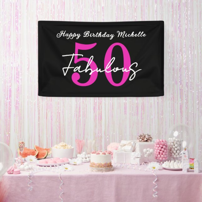 Banderoles Moderne fête d'anniversaire 50 ans 50 et fabuleuse (Fête)