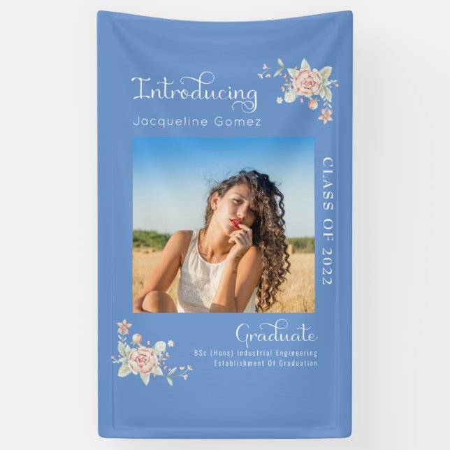 Banderoles Moderne Floral Graduation 2022 Photo Party (Vertical)