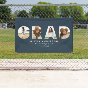 Banderoles Moderne géométrique marine bleu multi photo grad