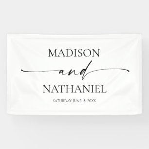 Banderoles Moderne minimaliste Élégant Mariage noir blanc