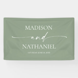 Banderoles Moderne minimaliste Élégant Sage Mariage vert