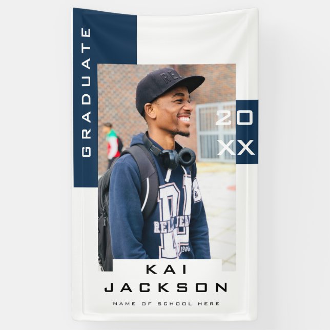 Banderoles Moderne minimaliste Graduate Photo Party (Vertical)