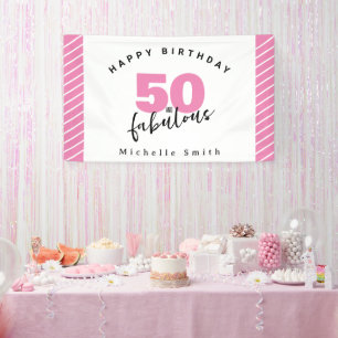 Banderoles Moderne rose 50 fabuleuse fête du 50e anniversaire