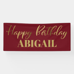 Banderoles Moderne Script Bourgogne Or Joyeux Anniversaire