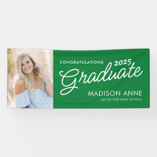Banderoles Moderne Script Photo Green Graduation