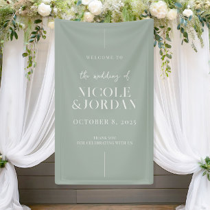 Banderoles Moderne Simple Chic Sage Vert Mariage Accueil