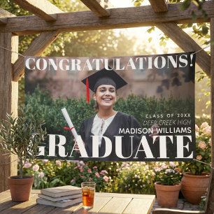 Banderoles Moderne Simple Félicats Graduation Photo
