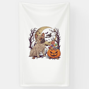 Banderoles Momie d'Halloween Bouledogue Français Citrouille B