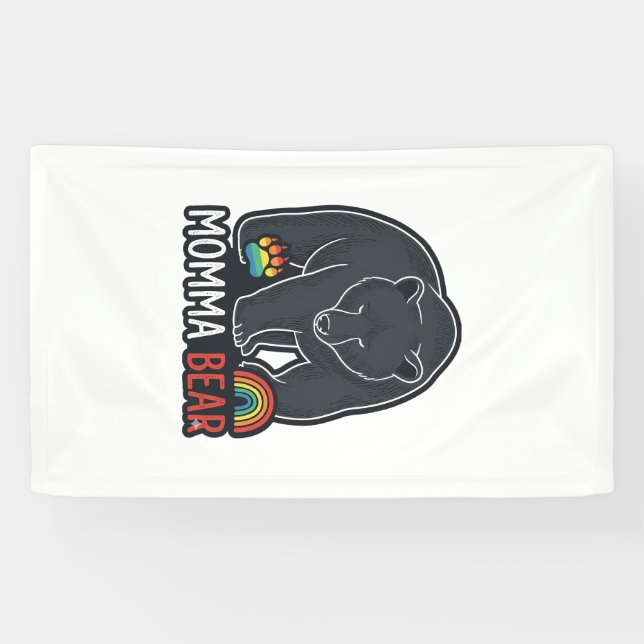 Banderoles Momma Bear Rainbow Vintage Engraving Conception de (Horizontal)