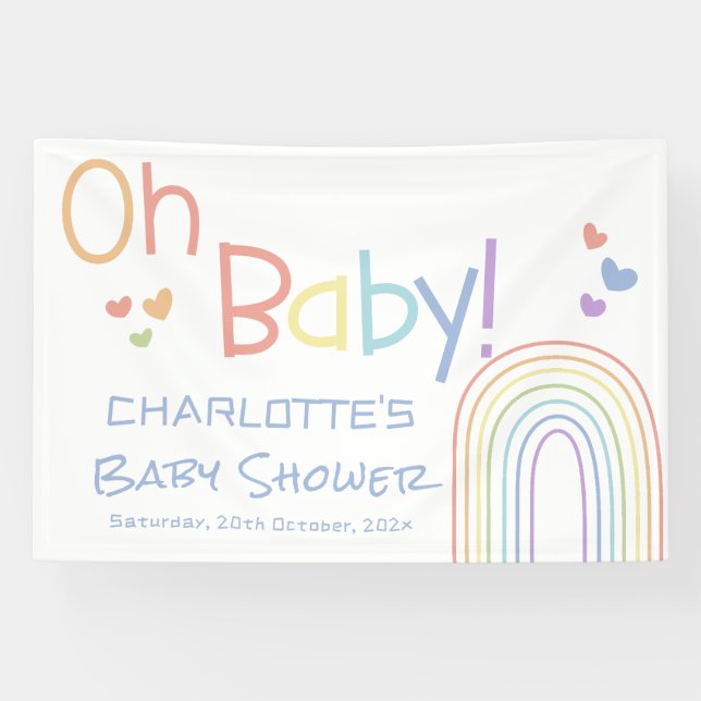 Banderoles Mon bébé ! Baby shower arc-en-ciel coloré (Horizontal)