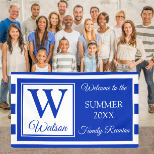 Banderoles Monogram Blue Stripes Summer Family Reunion