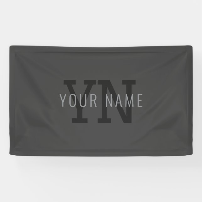 Banderoles Monogramme de nom (ou autre texte) gris foncé mode (Horizontal)