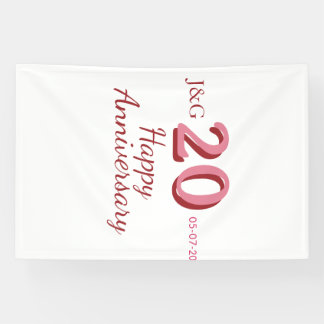 Banderoles monogramme gras nom date rose 20e anniversaire