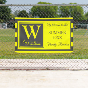 Banderoles Monogramme Gris Jaune Gris Tirages Été Famille Réu