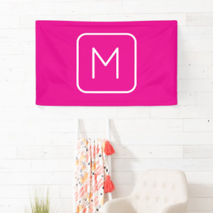 Banderoles Monogramme Initial Simple & Moderne Rose & Blanc