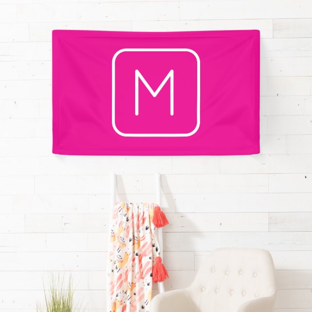Banderoles Monogramme Initial Simple & Moderne | Rose & Blanc (En situation)