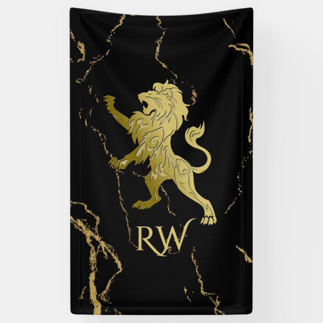Banderoles Monogramme Lion Royal Doré (Vertical)