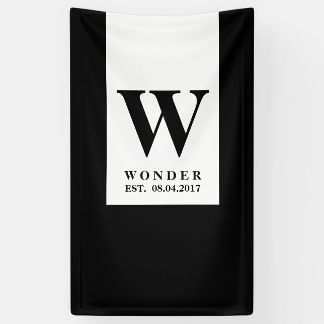 Banderoles Monogramme Moderne de Jeunes Mariés | Logo Minimal (Vertical)