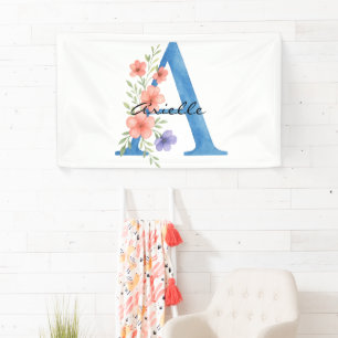 Banderoles Monogramme personnalisé de lettre A florale à l'aq