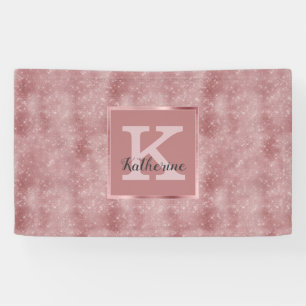 Banderoles Monogramme Rose d'or de la fillette Dusty Nom