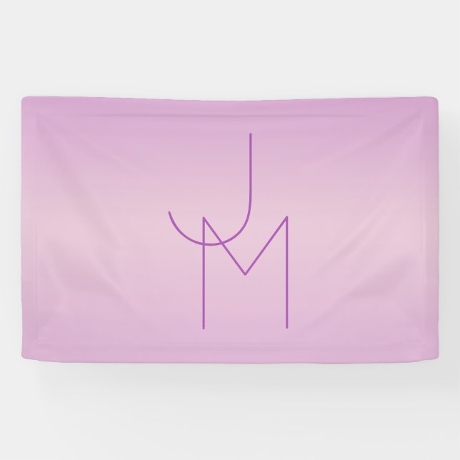 Banderoles Monogramme superposé unique | Rose lilas doux (Horizontal)