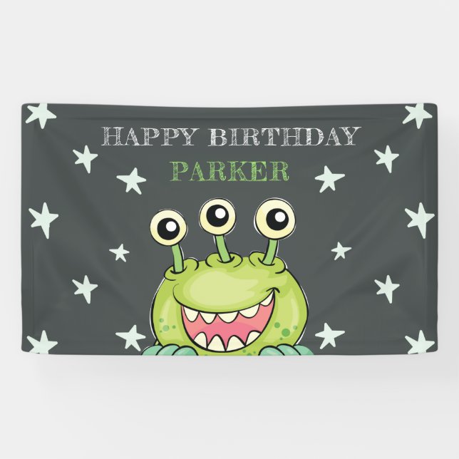 Banderoles Monster Thème Anniversaire (Horizontal)