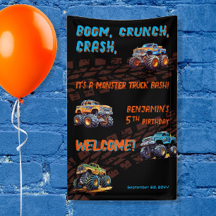 Banderoles Monster Truck Bash Boy 5e fête d'anniversaire