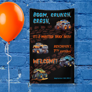 Banderoles Monster Truck Bash Boy 7e fête d'anniversaire