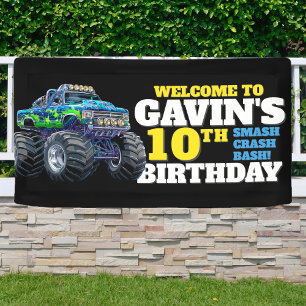 Banderoles Monster Truck Cool Bleu 10e anniversaire Custom Vi