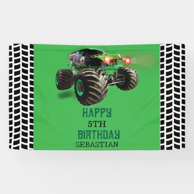 Banderoles Monster Truck Enfant's Birthday Party garçon (Horizontal)