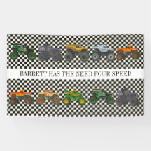 Monster Truck Jam Rally Anniversaire Vinyl Bannièr