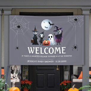 Banderoles Monstre gris Halloween Baby shower Bienvenue Vinyl