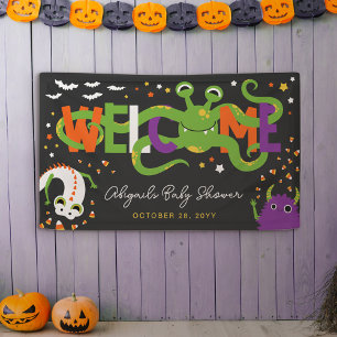 Banderoles Monstres adorables Halloween Baby shower Bienvenue