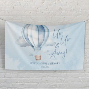 Banderoles Montez et partez ! Baby shower Blue Hot Air Balloo