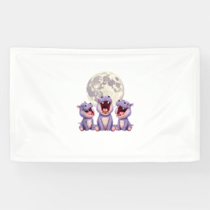 Banderoles moo deng avec la lune Moo Deng Funny Moo-Deng Mem