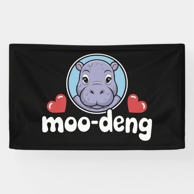 Banderoles Moo Deng Bouncy Pig in Thai Photo Baby Hippo (Horizontal)