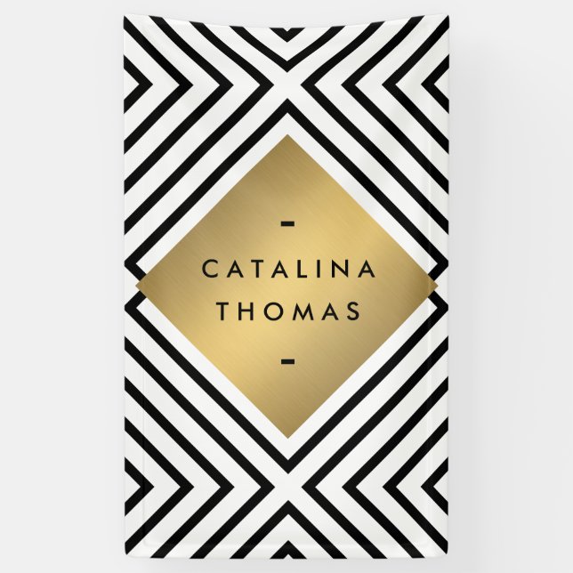 Banderoles Mood géométrique Gras Motif noir et blanc (Vertical)