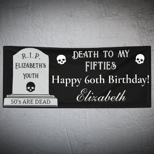 Banderoles Mort Moderne à Mes 50 ans Fête d'anniversaire noir