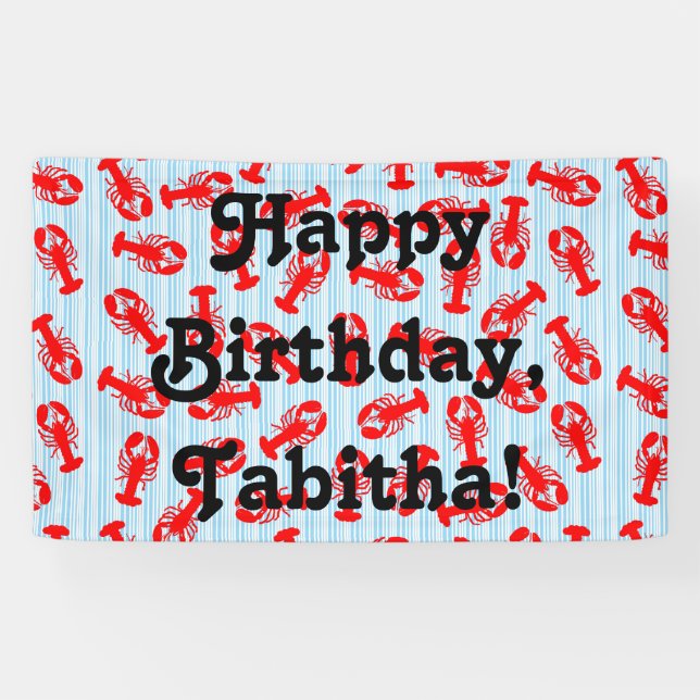 Banderoles Motif animal de homard rouge sur les rayures (Horizontal)