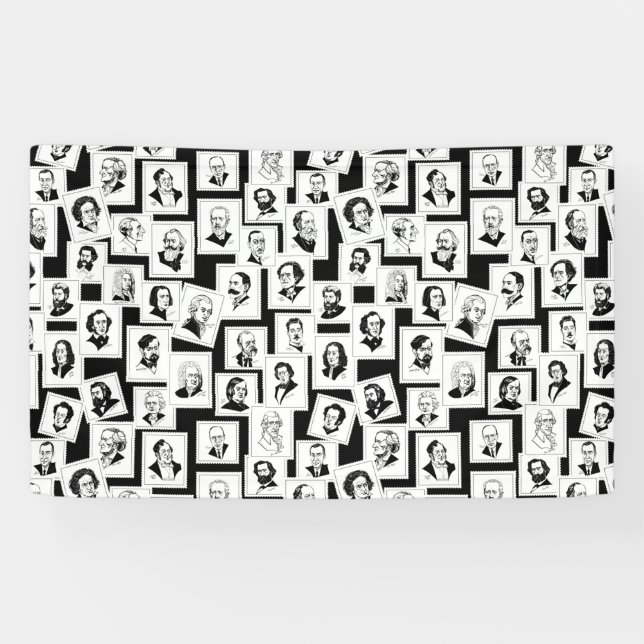 Banderoles Motif avec portraits des plus grands compositeurs (Horizontal)