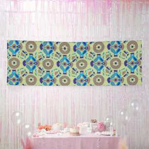 Banderoles motif bleu et vert sur arrière - plan vert