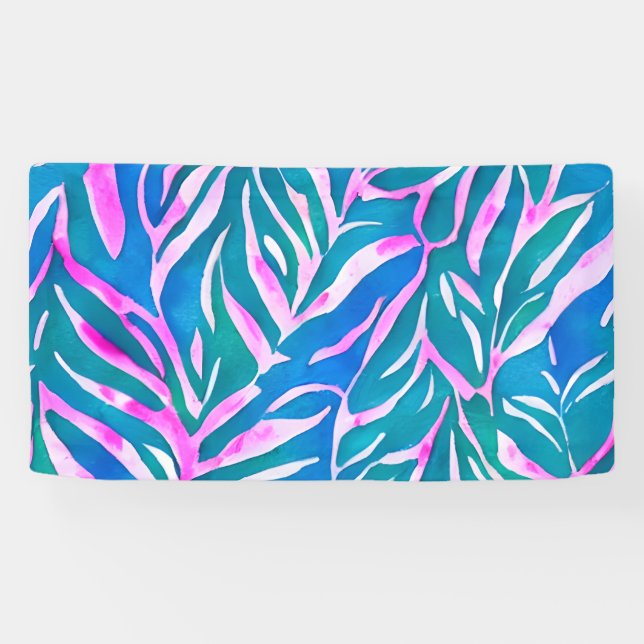 Banderoles Motif bleu-vert tropical (Horizontal)