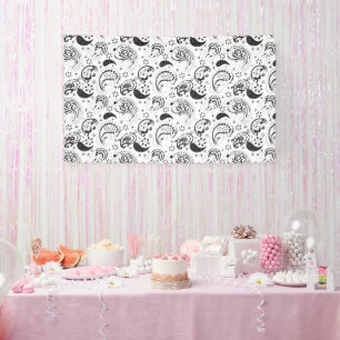 Banderoles Motif cachemire noir et blanc – Art textile élégan