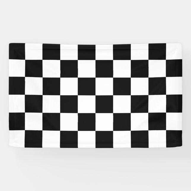 Banderoles Motif Checkered noir et blanc (Horizontal)