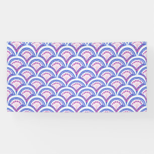 Banderoles motif damassé floral bleu