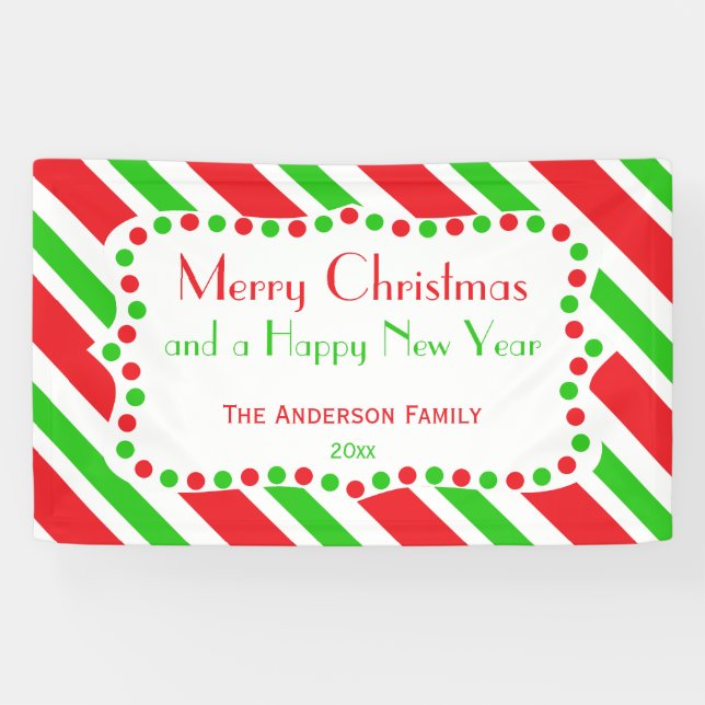 Banderoles Motif de bandes rouge et verte (Horizontal)