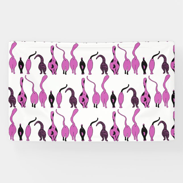 Banderoles Motif de boutons de chats violets (Horizontal)
