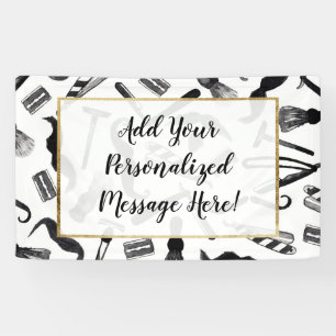 Banderoles Motif de coiffeur d'aquarelle de rasoir de rasoir