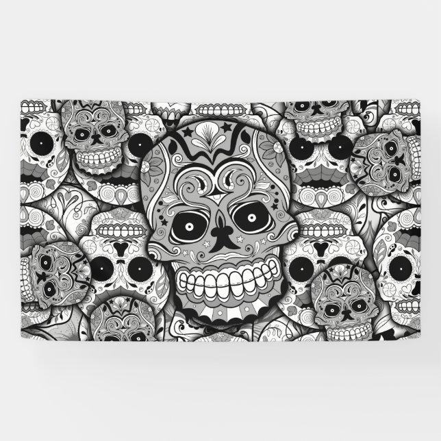 Banderoles Motif de crânes de sucre (Horizontal)